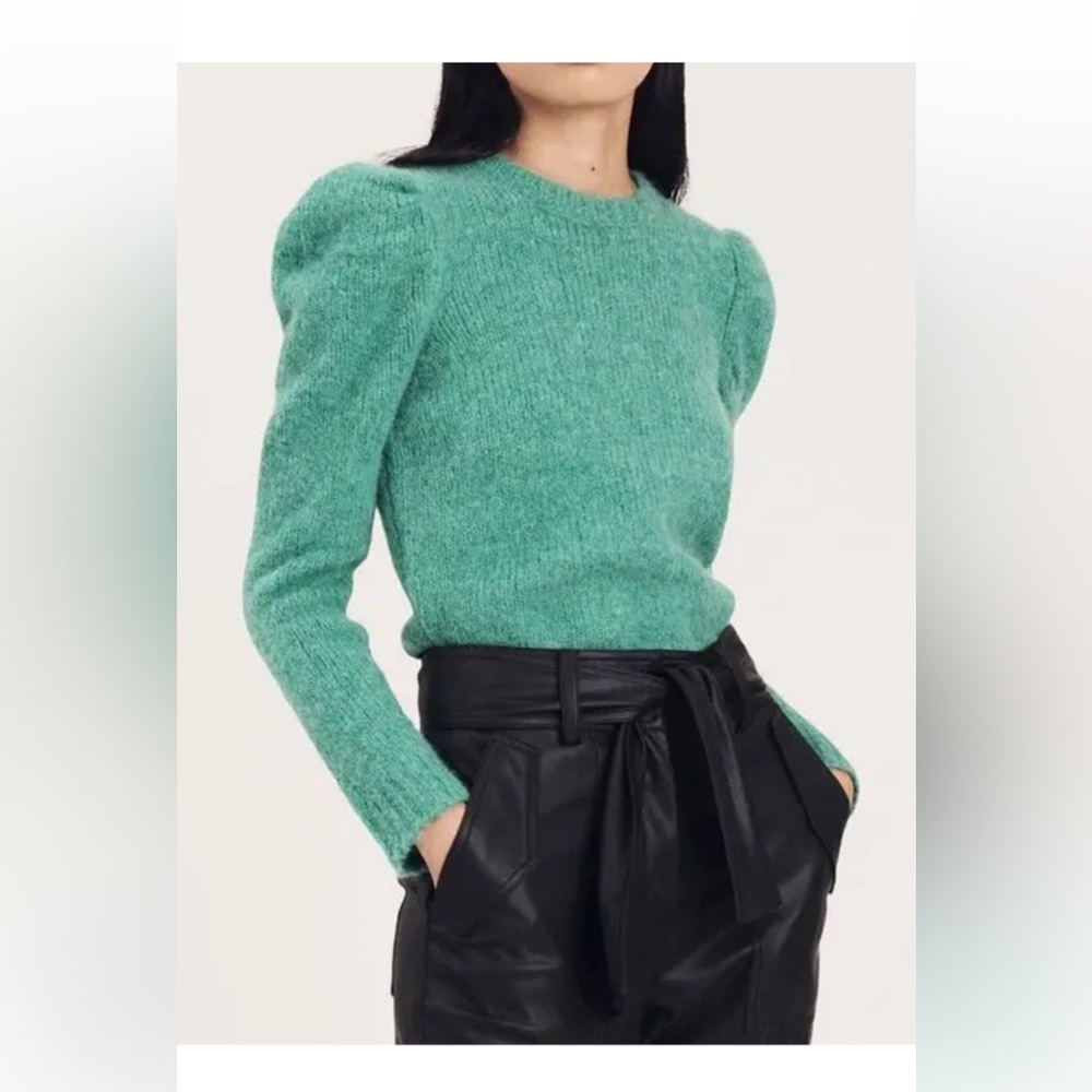 Derek Lam 10 Crosby Locken Puff Sleeve Alpaca Wool-Blend Sweater Green Sz S